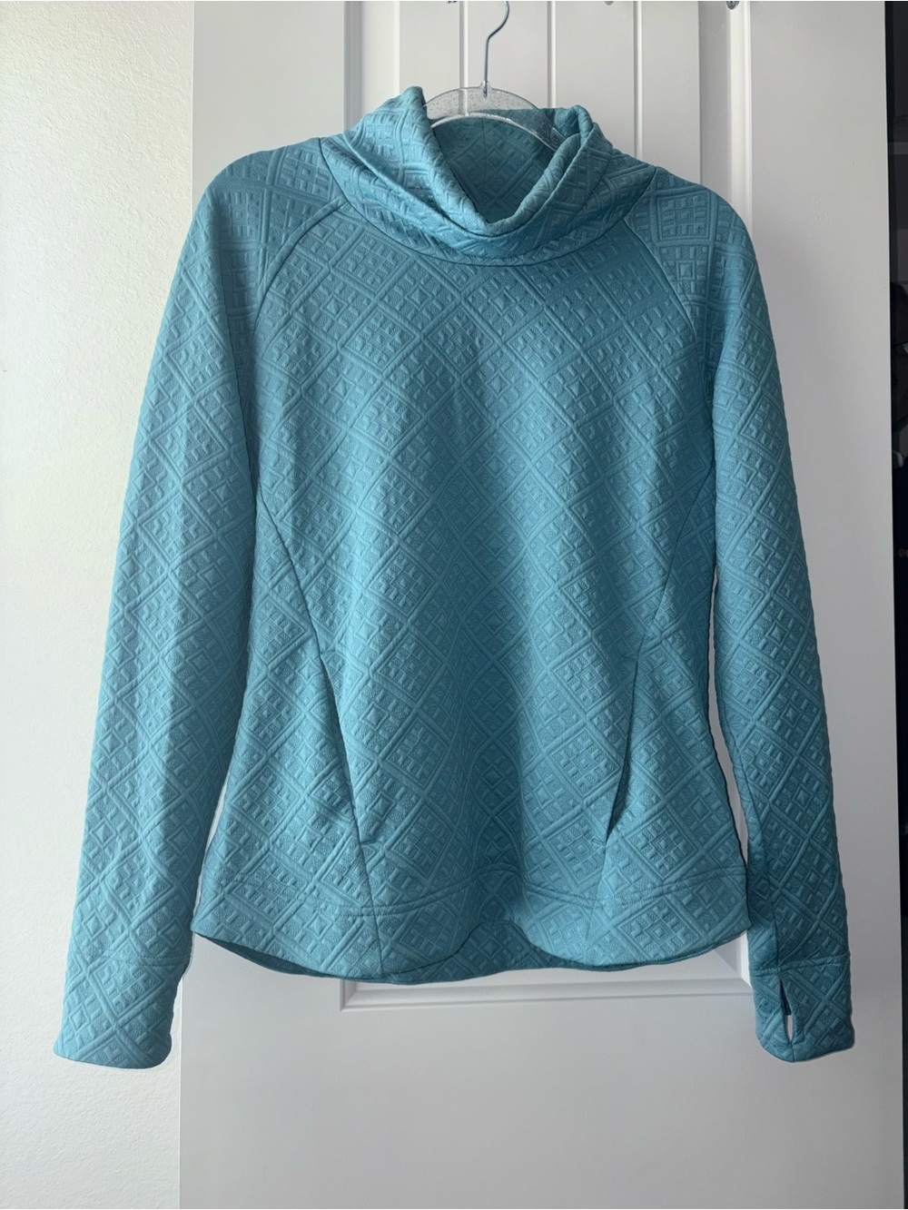Women’s Quilted Funnel Neck Sweater - Blue